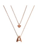 Collana Bronzallure - Rose Gold - Cuore - Lettera A - WSBZ02286.A