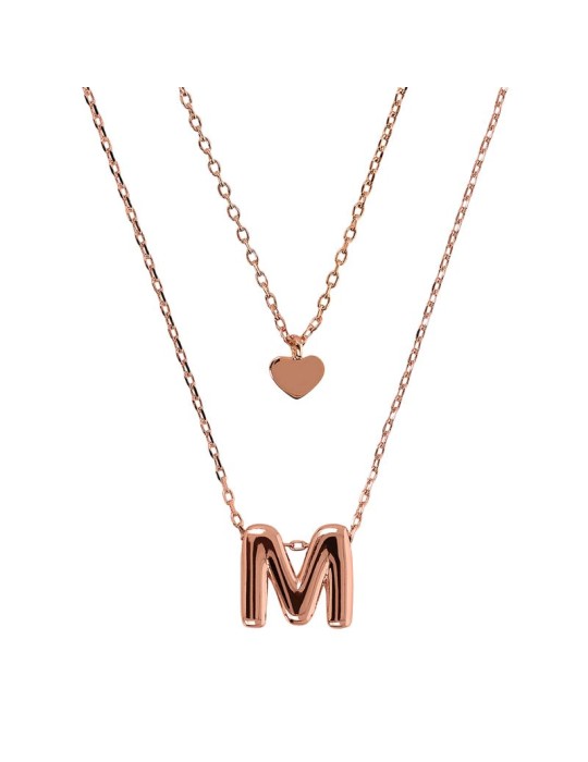 Bronzallure Necklace - Heart Pendant - Letter M - WSBZ02286.M