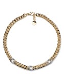 Collana Unoaerre - Classica Grumetta Dorata con Maglie Silver e Zirconi - 0