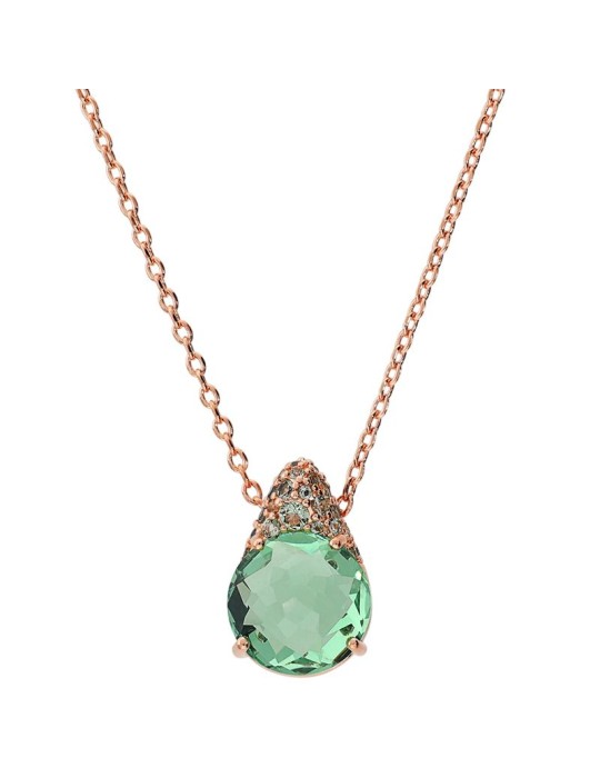Bronzallure Necklace-Green Drop Pendant-Zircon Pavé-WSBZ02611.DE