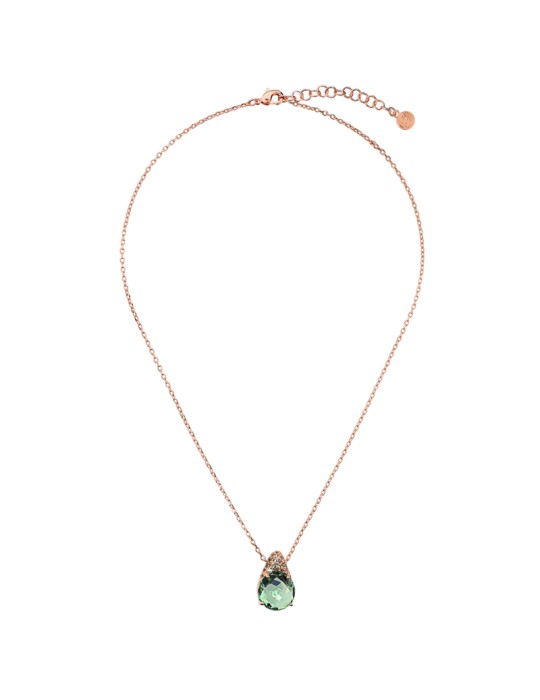 Bronzallure Necklace-Green Drop Pendant-Zircon Pavé-WSBZ02611.DE