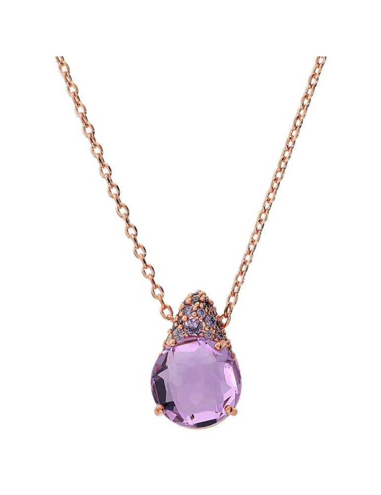 Bronzallure Necklace-Purple Teardrop Pendant-Zircon Pavé-WSBZ02611.KU