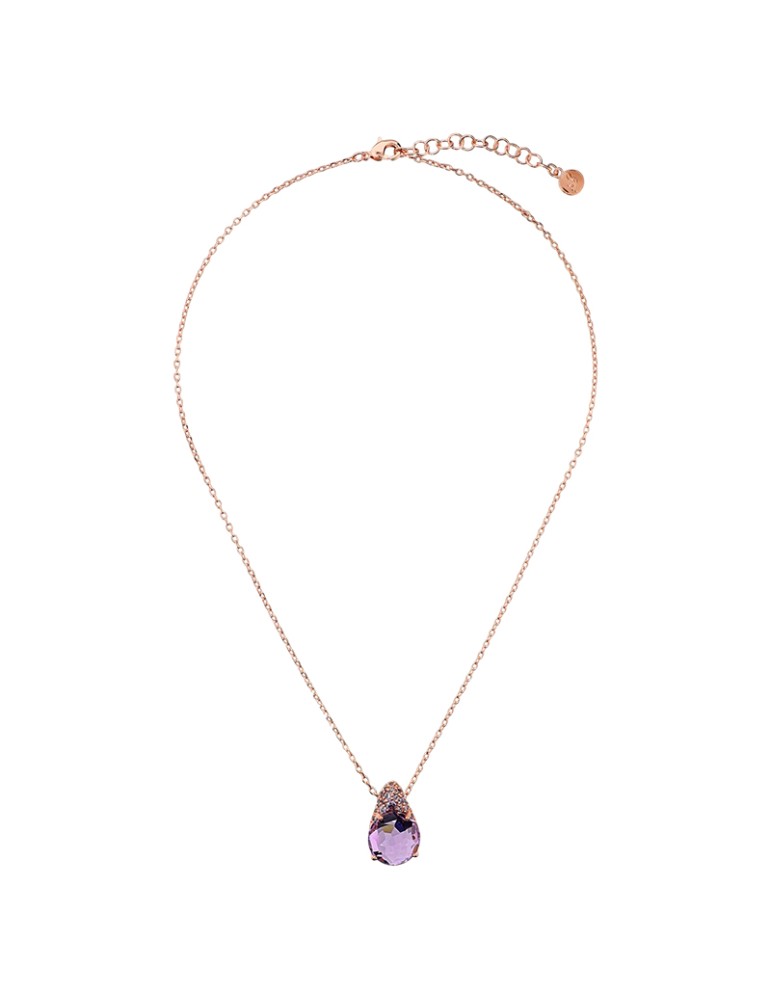 Bronzallure Necklace-Purple Teardrop Pendant-Zircon Pavé-WSBZ02611.KU