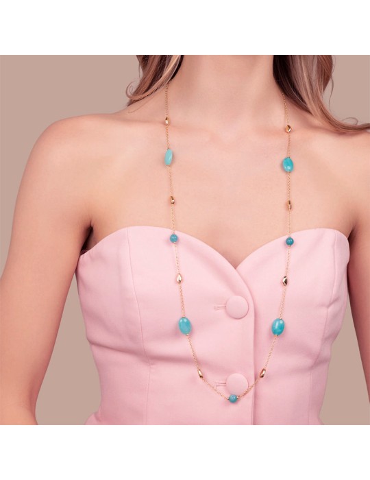 Bronzallure Necklace - Rose Gold - Blue Quartzite - WSBZ02621.TUQ