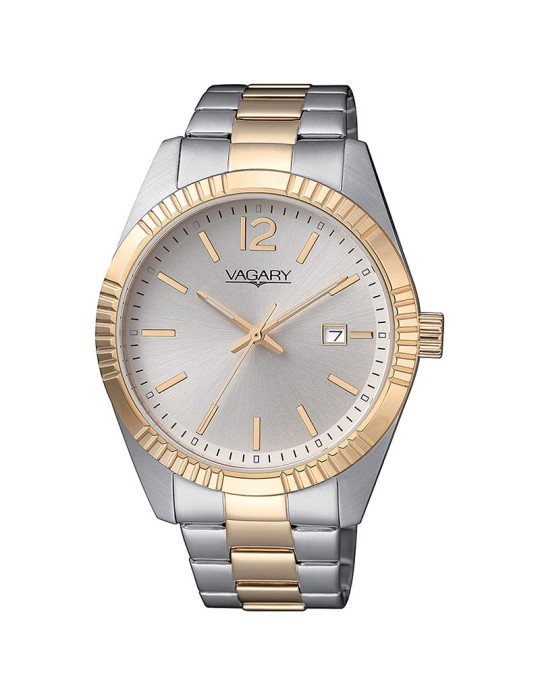 Vagary Watch - Time and Date - Bicolor Silver and Gold - 39 mm - IB9-191-91