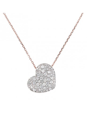 Collana Bronzallure - Altissima - Pendente Cuore Pavè Misto - WSBZ01200WR