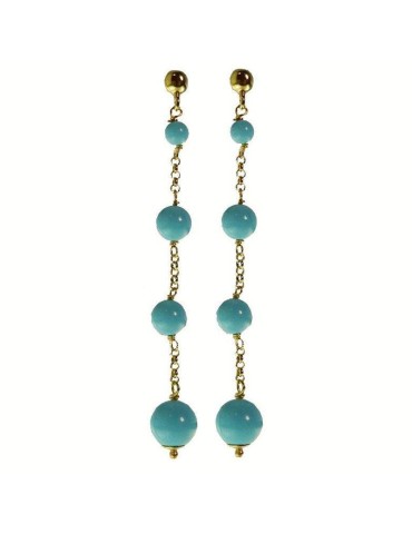 Orecchini Rajola - Argento 925% Dorato - Pasta Turchese - 45-462-3
