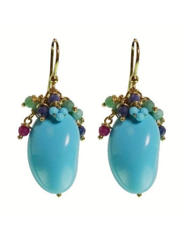 Rajola Earrings - 925% Gold Plated Silver - Turquoise Paste - 45-471-2OR