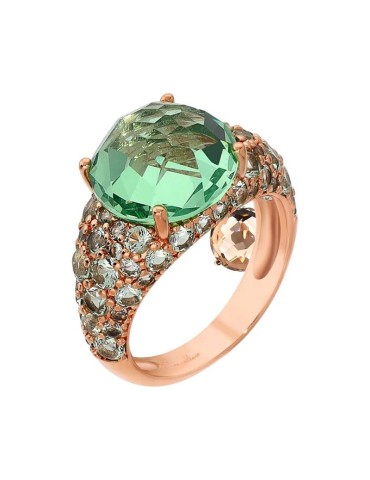 Bronzallure Ring - Rose Gold - Green Stone - Size 14-WSBZ02517.DE-14
