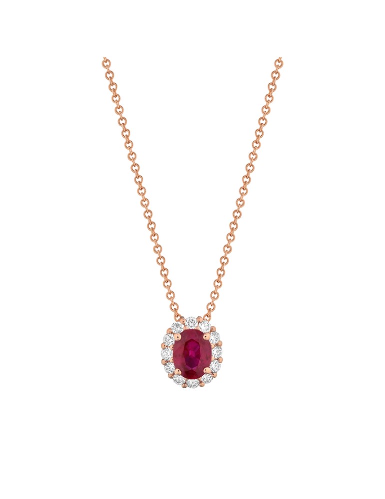 Buonocore - Forever Necklace in 18-karat Rose Gold with Ruby Pendant and 0.11-carat Natural Diamonds - 0