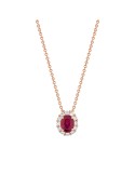 Collana Buonocore - Forever in Oro Rosa 18 carati con Pendente Rubino e Diamanti Naturali 0,11 carati - 0
