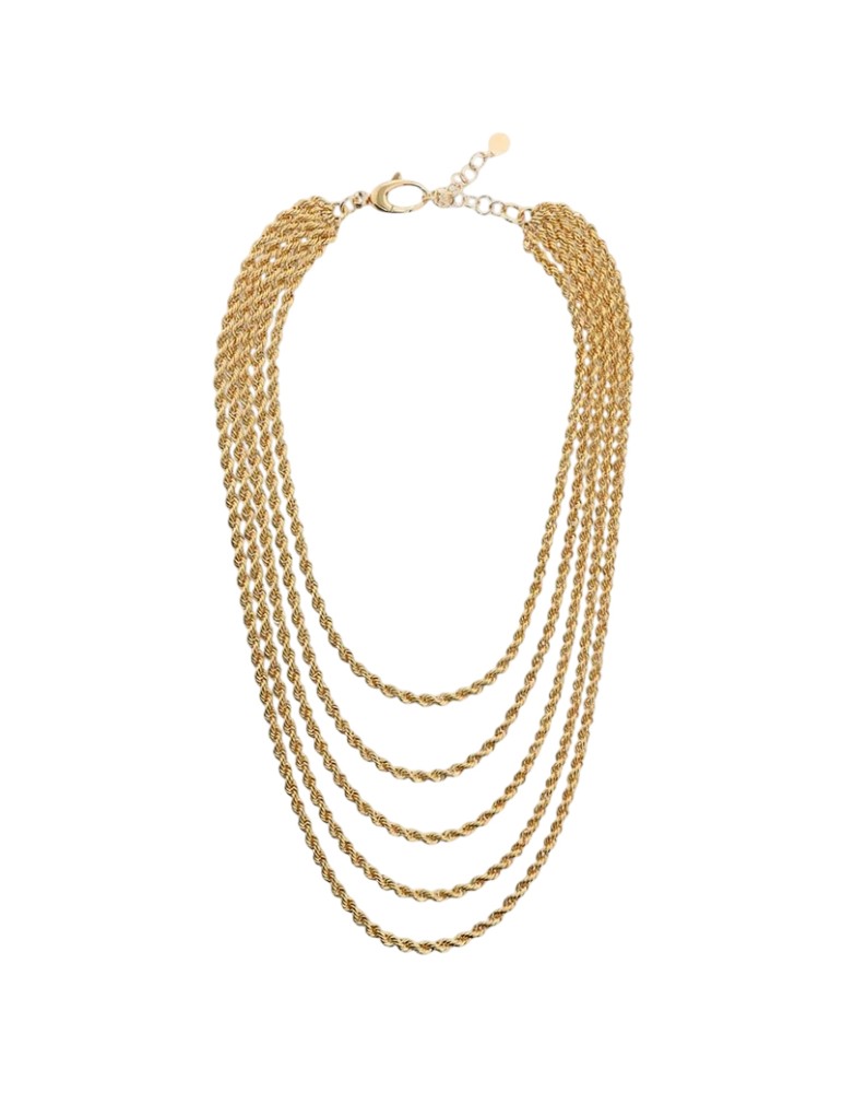 Collana Etrusca - Multifilo - Dorata - Maglie Intrecciate-WSET00939.YG