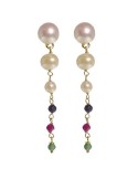 Orecchini Rajola - Dorati - Perle - Pietre Colorate - 45-486-7P