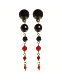 Orecchini Rajola - Pendenti - Onice Nero - Corallo Rosso - 45-486-8P