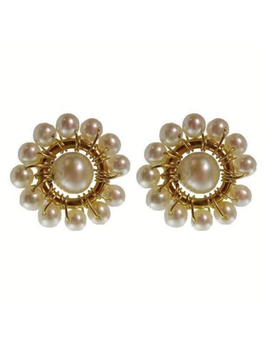 Rajola Earrings - Venice - Flower Shape - White Pearls-45-487-1