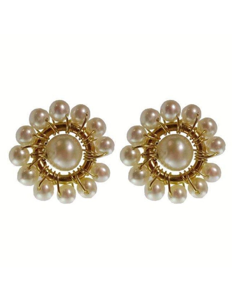Rajola Earrings - Venice - Flower Shape - White Pearls-45-487-1