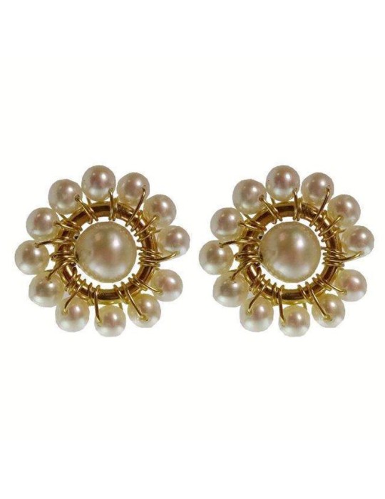 Orecchini Rajola - Venezia - a Forma di Fiore - Perle Bianche-45-487-1