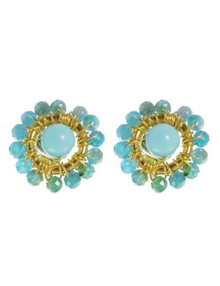 Orecchini Rajola - Forma di Fiore - Pasta Turchese - Apatite -45-487-5