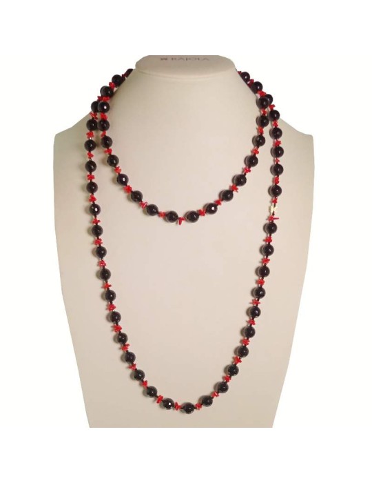Collana Rajola - Lunga - Corallo Rosso - Spinello Nero - 54-285-42L