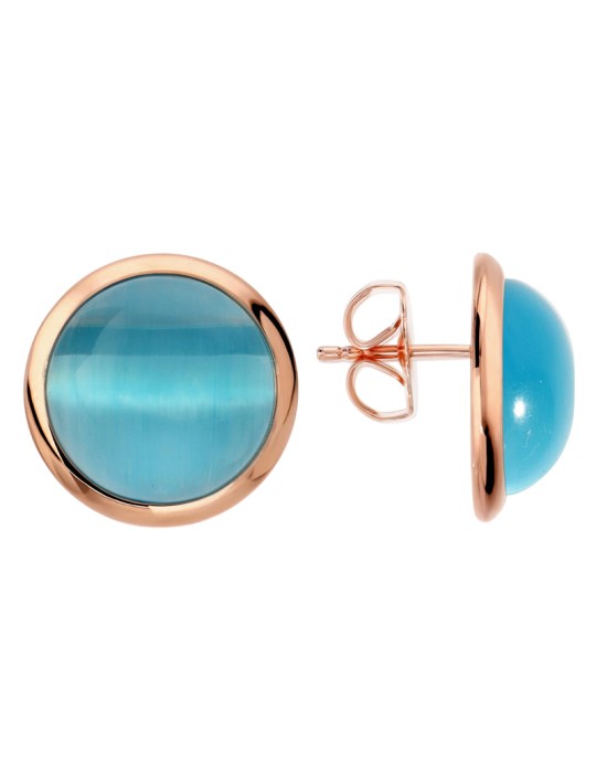 Bronzallure Earrings - Blue Stone - Cat's Eye-WSBZ02627.LBCE