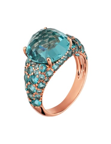 Bronzallure Ring - Rose Gold - Blue Stone - Size 14-WSBZ02517.PA-14