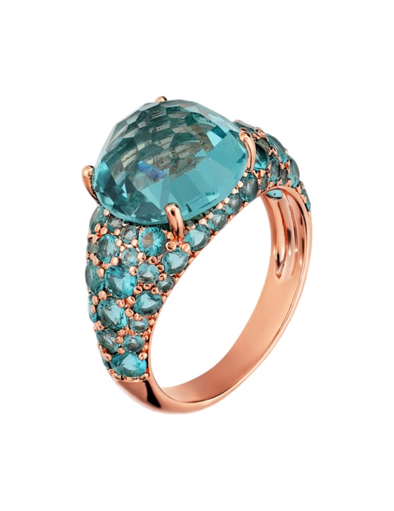 Bronzallure Ring - Rose Gold - Blue Stone - Size 14-WSBZ02517.PA-14