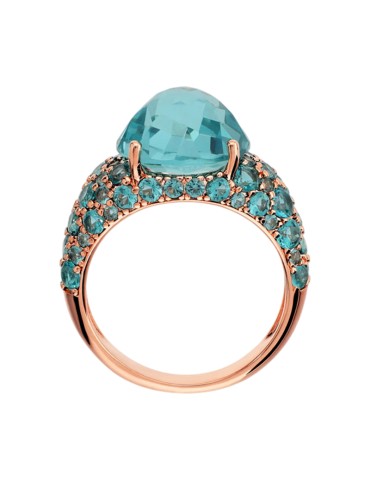 Bronzallure Ring - Rose Gold - Blue Stone - Size 14-WSBZ02517.PA-14 2