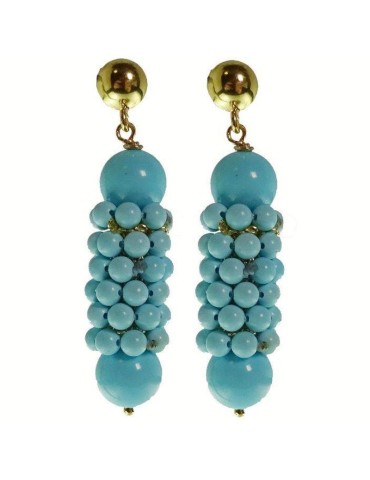 Rajola Earrings - 925% Gold Plated Silver - Turquoise Paste - 54-477-13ORA