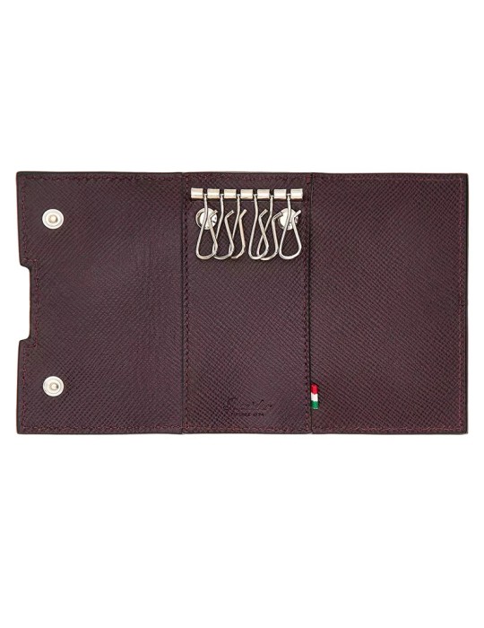 Portachiavi Pineider-Essenziale-Pelle Saffiano Color Prugna-PBS718195