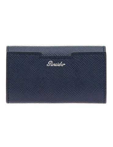 Pineider Keyring - Essential - Saffiano Leather-Dark Blue-PBS718334