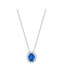 Buonocore - Forever Necklace in 18-karat White Gold with Sapphire Pendant and 0.11-carat Natural Diamonds - 0