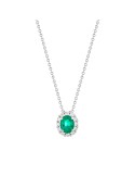 Collana Buonocore - Forever in Oro Bianco 18 carati con Pendente Smeraldo e Diamanti Naturali 0,11 carati - 0