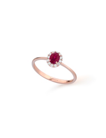 Buonocore - Forever Ring in 18-karat Rose Gold with Ruby and 0.11-carat Natural Diamonds - 0