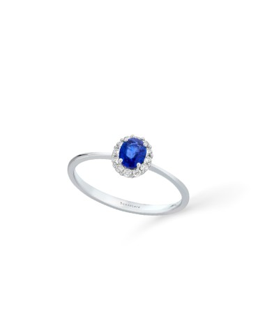 Anello Buonocore - Forever in Oro Bianco 18 carati con Zaffiro e Diamanti Naturali 0,11 carati - 0