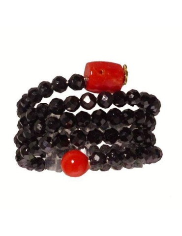 Anello Rajola - Multifilo - Spinello Nero - Corallo Rosso -054-497-5AN