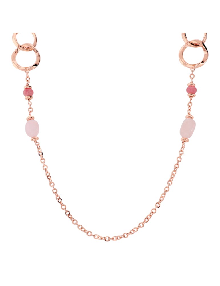 Bronzallure Necklace - Ring Links - Pink Quartzite - WSBZ02624.RQ