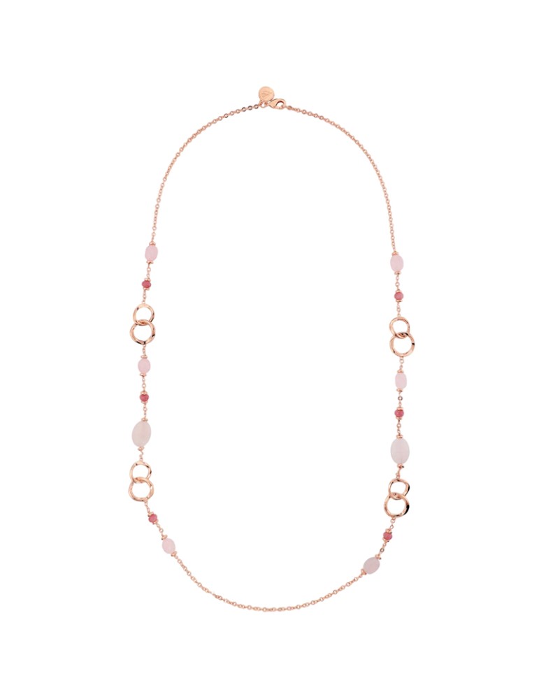 Bronzallure Necklace - Ring Links - Pink Quartzite - WSBZ02624.RQ