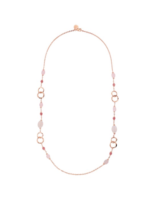 Bronzallure Necklace - Ring Links - Pink Quartzite - WSBZ02624.RQ