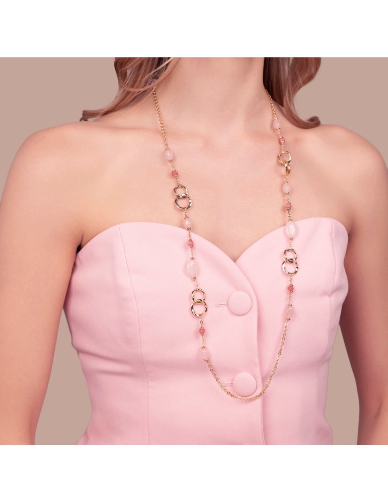 Collana Bronzallure - Maglie ad Anelli - Quarzite Rosa - WSBZ02624.RQ