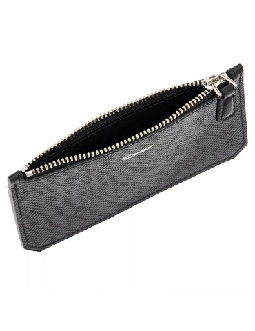 Pineider Card Holder Wallet - Essenziale-Black Leather-Zip-PBS741856 2
