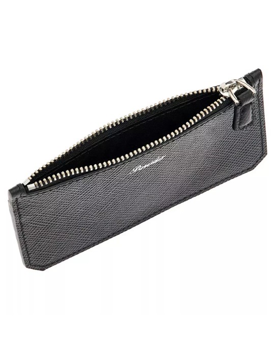 Pineider Card Holder Wallet - Essenziale-Black Leather-Zip-PBS741856