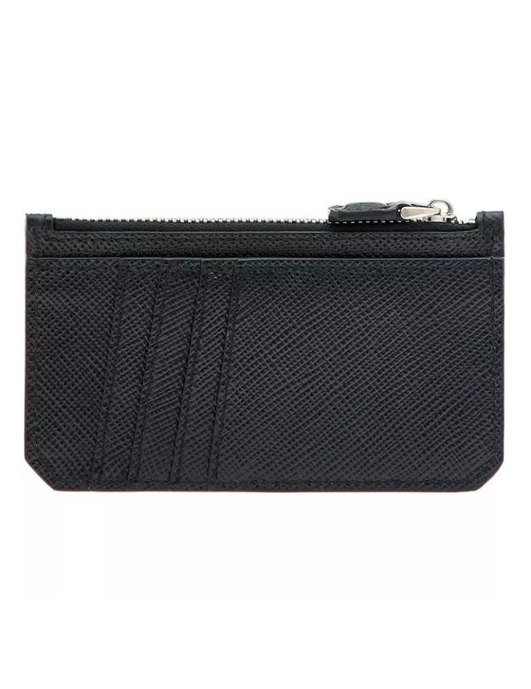 Pineider Card Holder Wallet - Essenziale-Black Leather-Zip-PBS741856