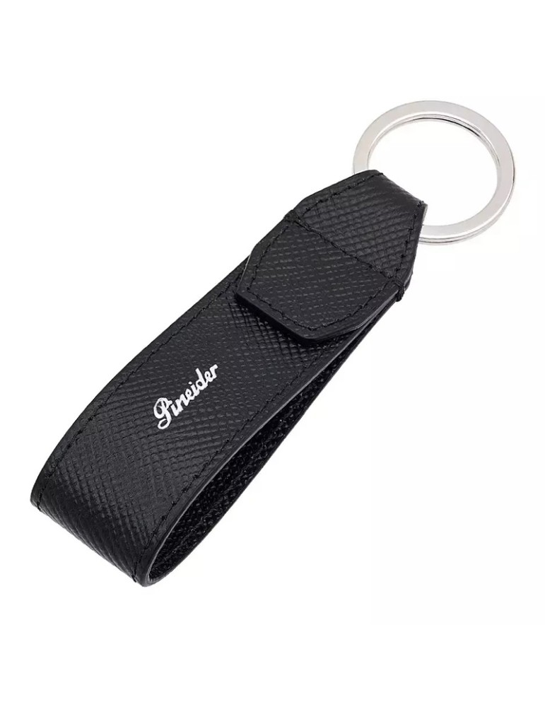 Pineider Keyring - Essential - Black Leather - PBS751856