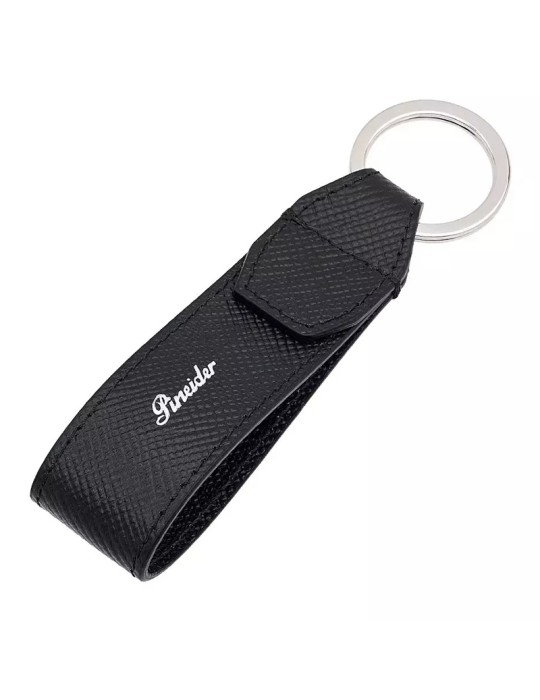 Pineider Keyring - Essential - Black Leather - PBS751856