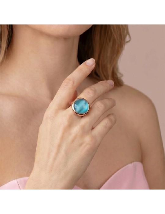 Bronzallure Ring - Blue Stone - Cat's Eye-WSBZ02630.LBCE-14