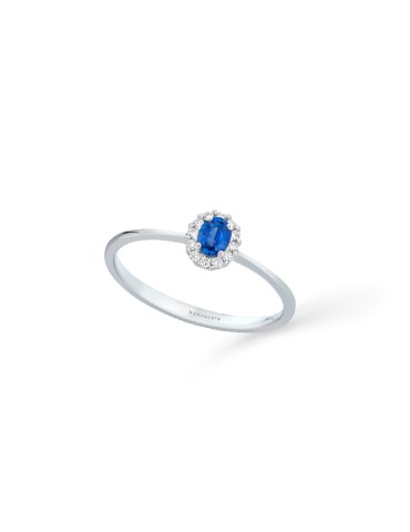 Anello Buonocore - Forever in Oro Bianco 18 carati con Zaffiro e Diamanti Naturali 0,08 carati - 0