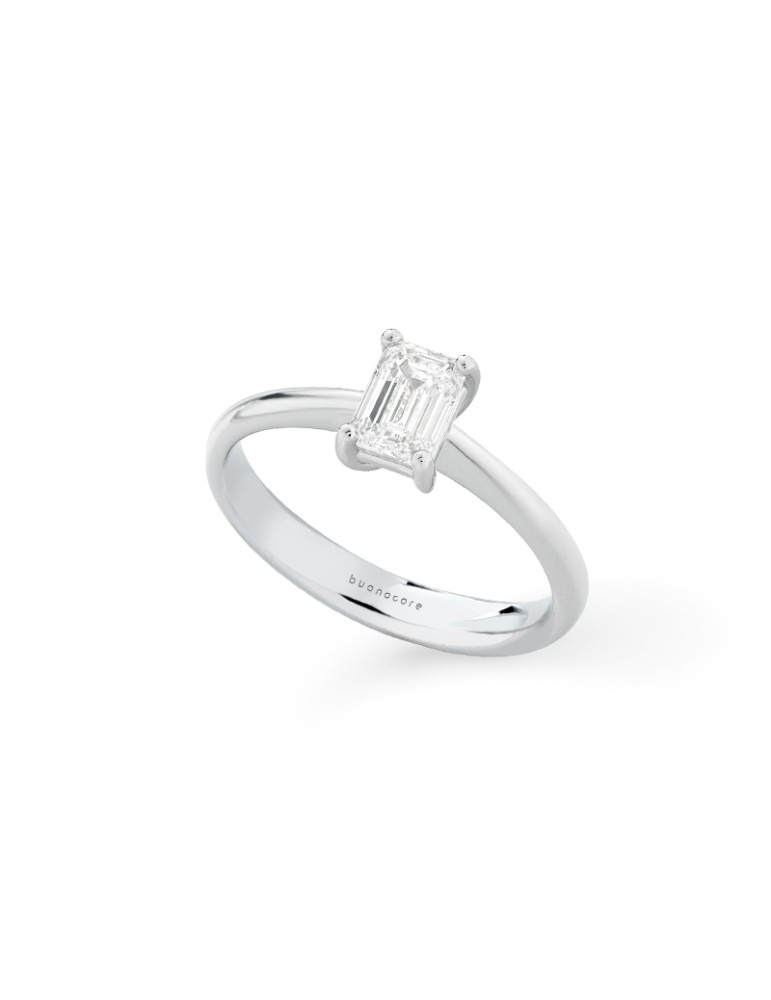 Anello Buonocore - Promise in Oro Bianco 18 carati con Diamante Baguette 0,30 ct - 0