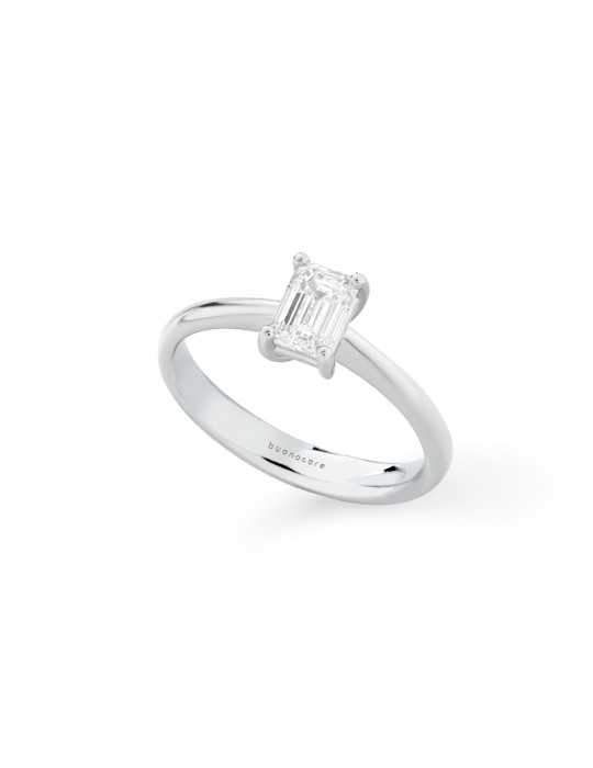 Anello Buonocore - Promise in Oro Bianco 18 carati con Diamante Baguette 0,30 ct - 0