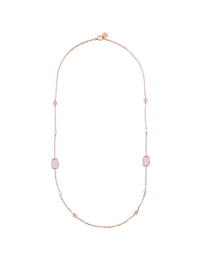 Bronzallure Necklace - Long - Pink Stones - Cat's Eye - WSBZ02631.PCE