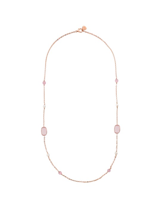 Bronzallure Necklace - Long - Pink Stones - Cat's Eye - WSBZ02631.PCE